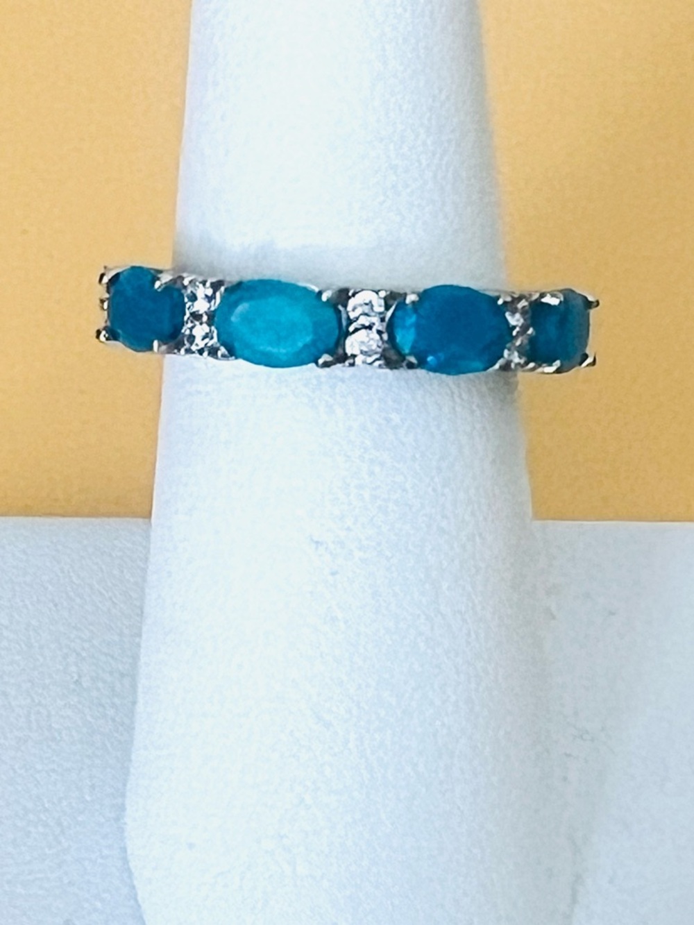 Blue opal .925 Silver band Ring size 7